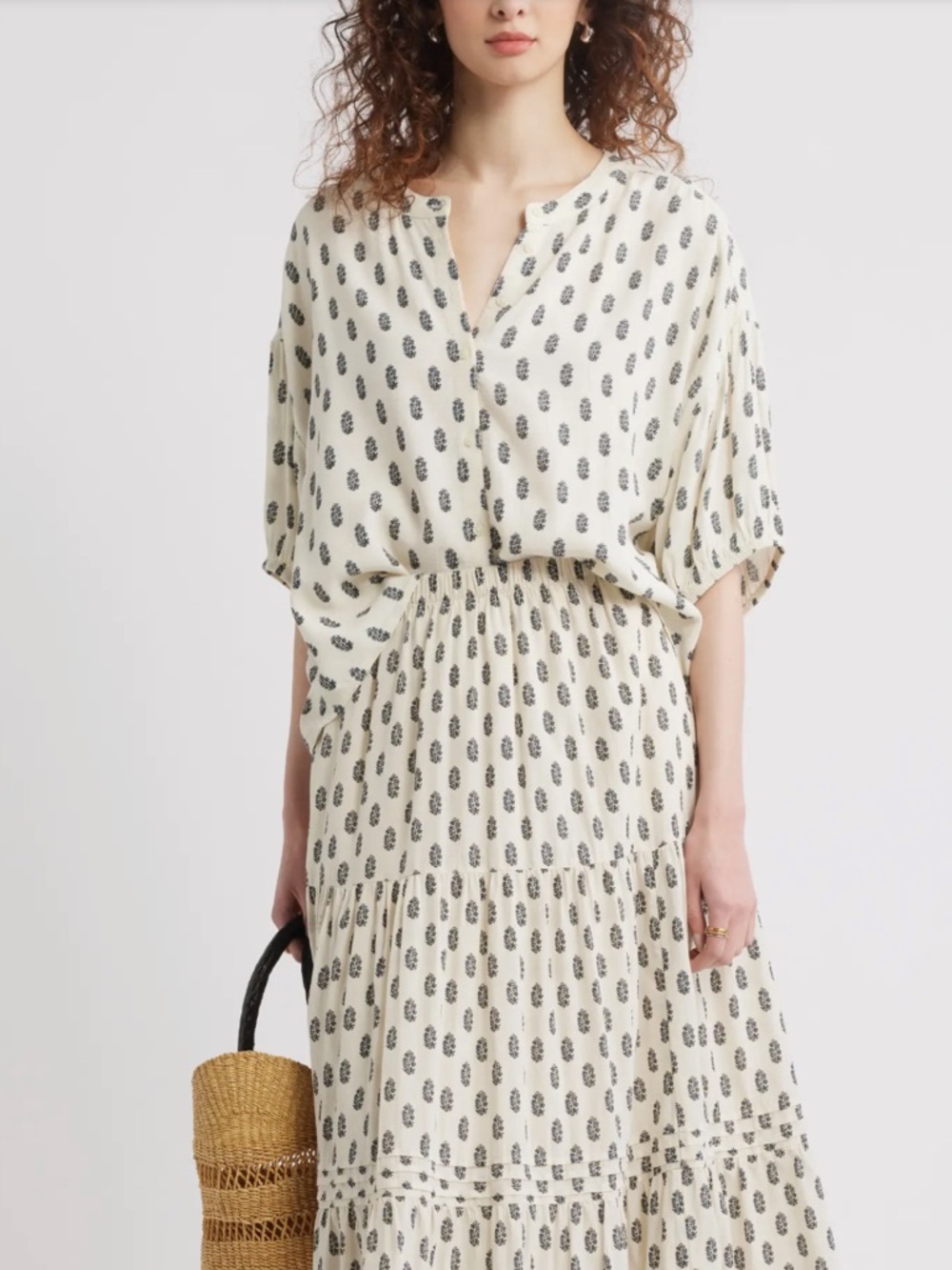 Treasure & Bond Floral Button-Up Peasant Top